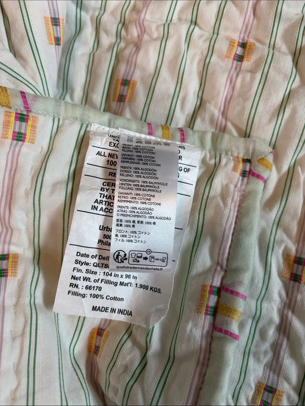Anthropologie Nera Yarn Dye Jacquard Striped Quilt Size King NWT